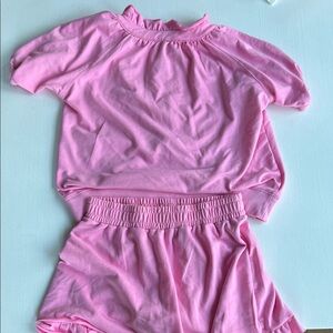 Pink Ruffled Casual Set